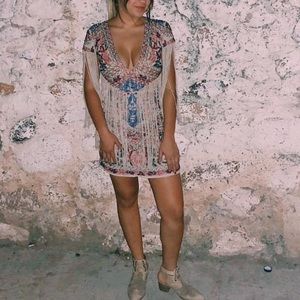 Tan fringe dress